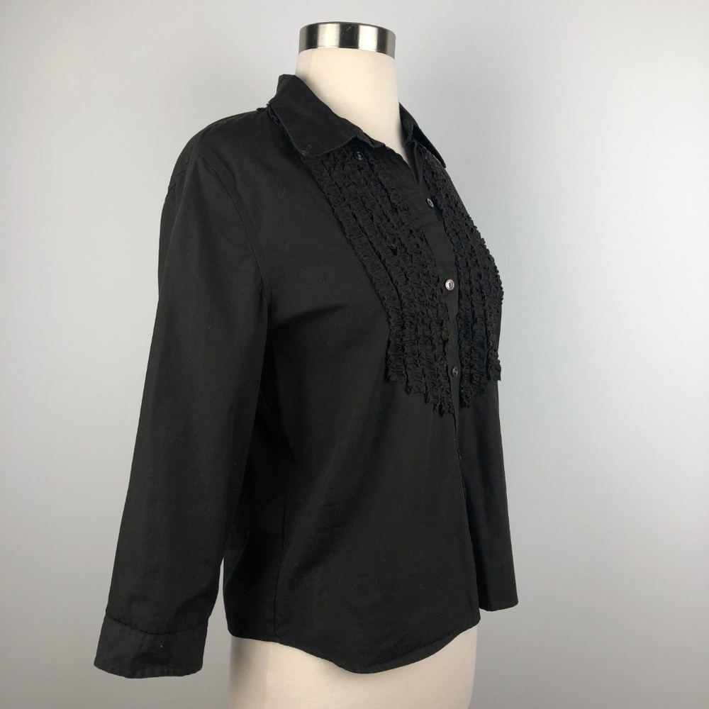Calvin Klein Brown Ruffled Cropped Shirt Top - Picture 4 of 7
